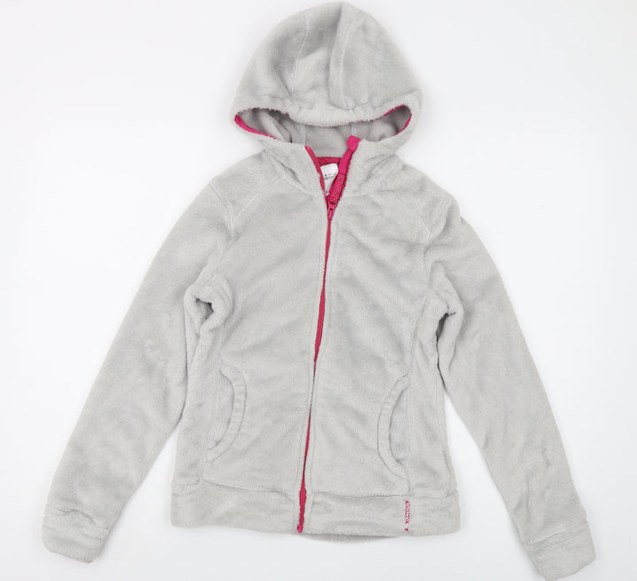 Decathlon Girls Grey Fleece Full Zip Hoodie 14 Years