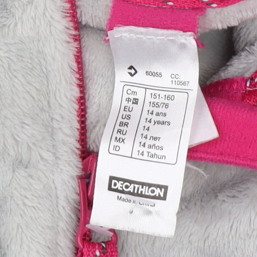 Decathlon Girls Grey Fleece Full Zip Hoodie 14 Years