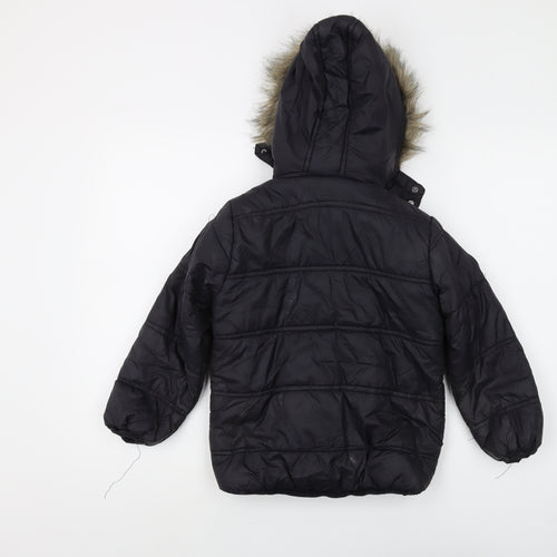 Firetrap Boys Black Puffer Jacket 6-7 Winter Hooded
