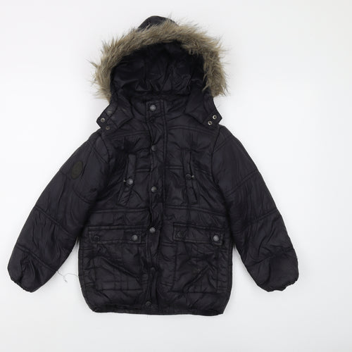 Firetrap Boys Black Puffer Jacket 6-7 Winter Hooded