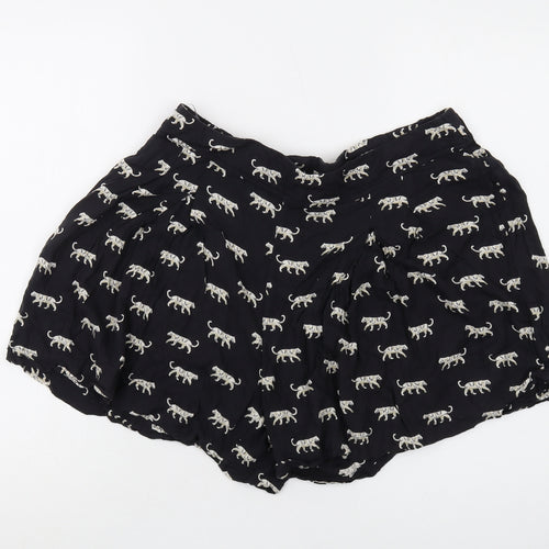 Fat Face Women's Black 14 Culotte Animal Print Shorts