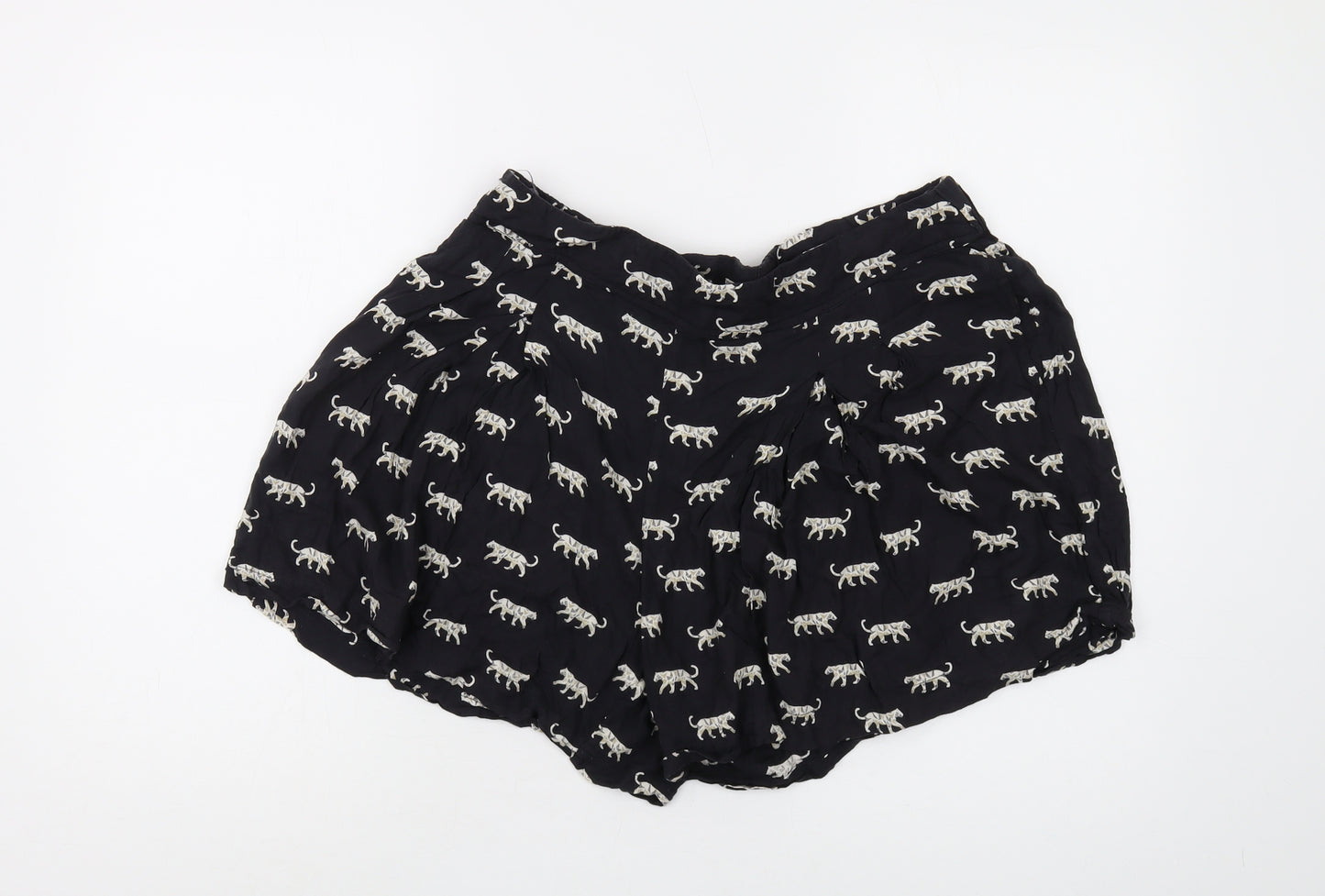 Fat Face Women's Black 14 Culotte Animal Print Shorts