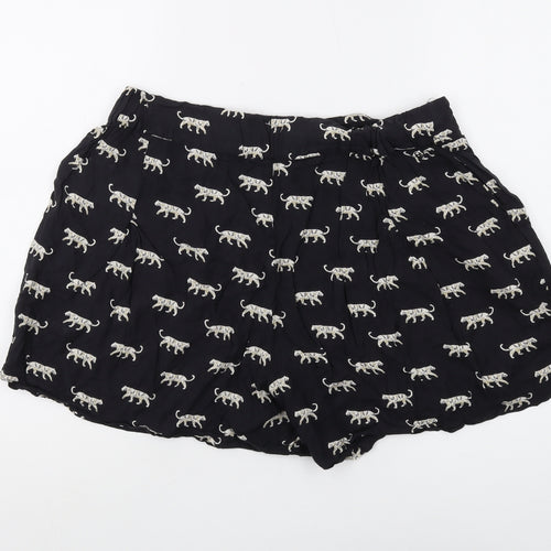 Fat Face Women's Black 14 Culotte Animal Print Shorts