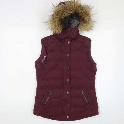 FatFace Women's Red Puffer Waistcoat, Size 8 Hooded