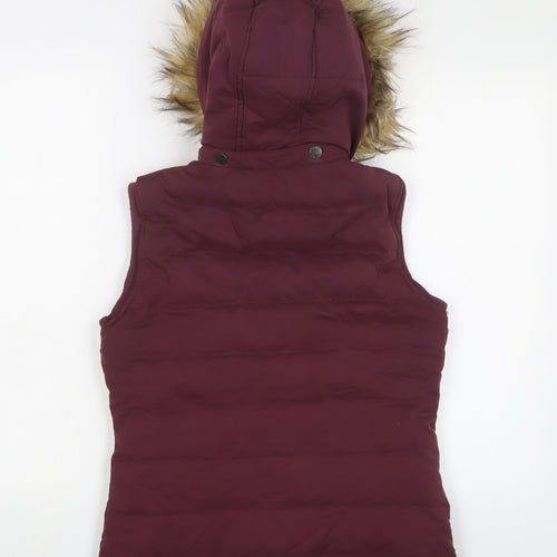 FatFace Women's Red Puffer Waistcoat, Size 8 Hooded