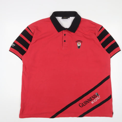 Guinness Men's Red 2XL Polo Shirt Striped Cotton