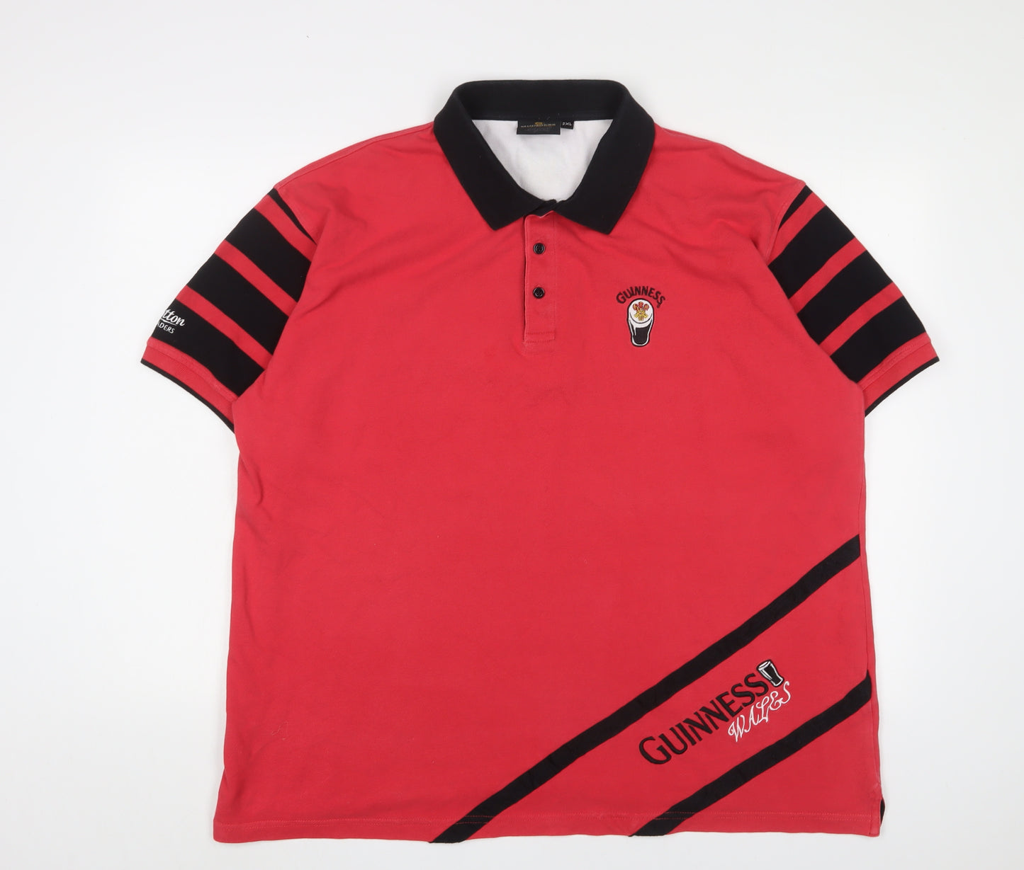 Guinness Men's Red 2XL Polo Shirt Striped Cotton