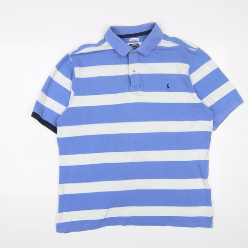 Joules Men's Blue Striped XL Polo Shirt Classic Fit