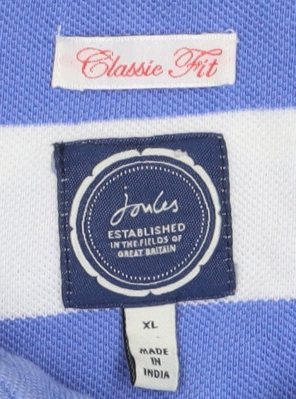 Joules Men's Blue Striped XL Polo Shirt Classic Fit