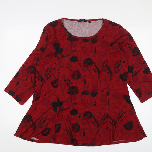 Edinburgh Woollen Mill Women's Red Floral Tunic Blouse Size 16