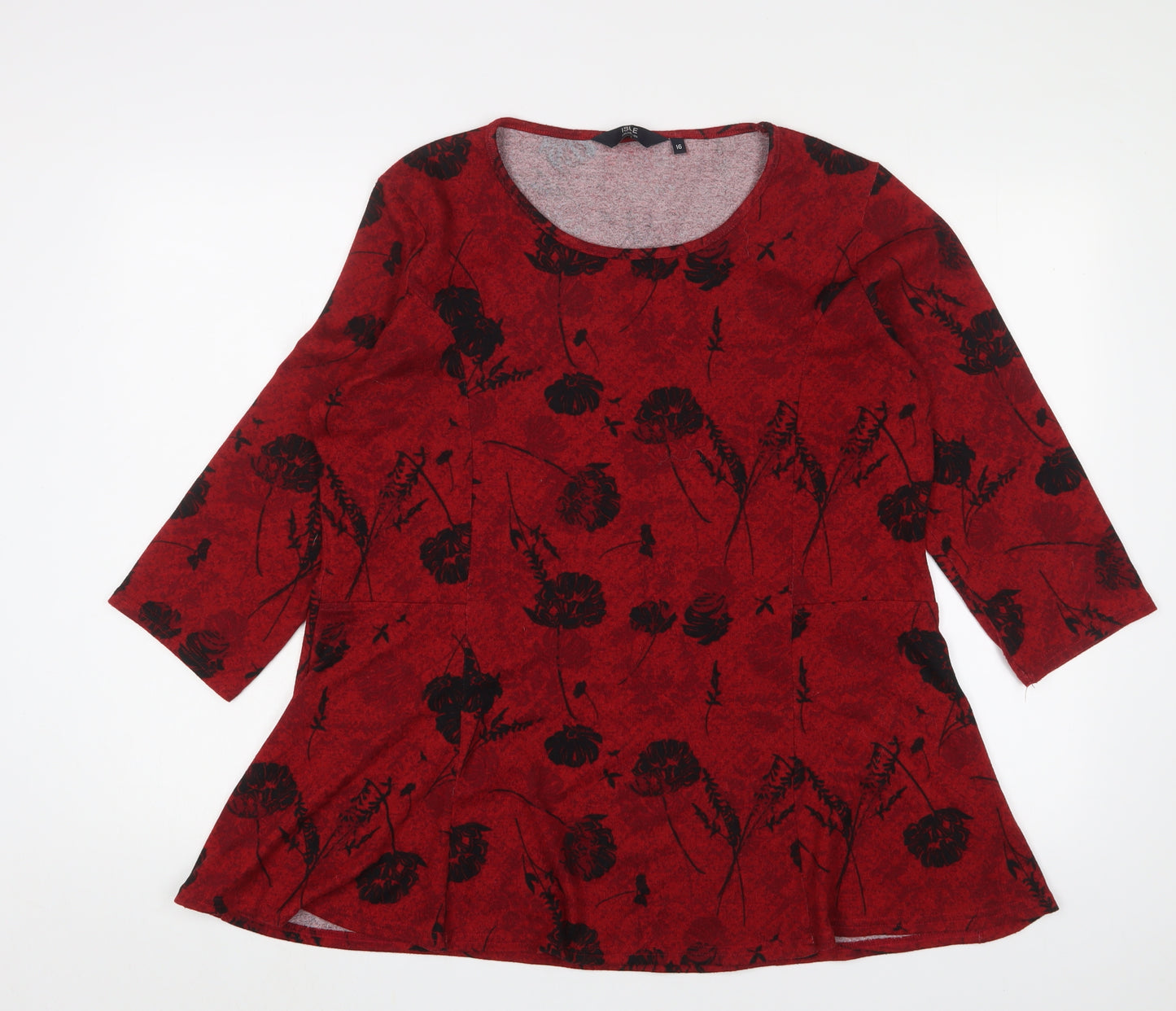 Edinburgh Woollen Mill Women's Red Floral Tunic Blouse Size 16