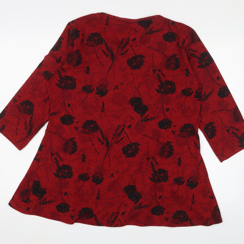 Edinburgh Woollen Mill Women's Red Floral Tunic Blouse Size 16