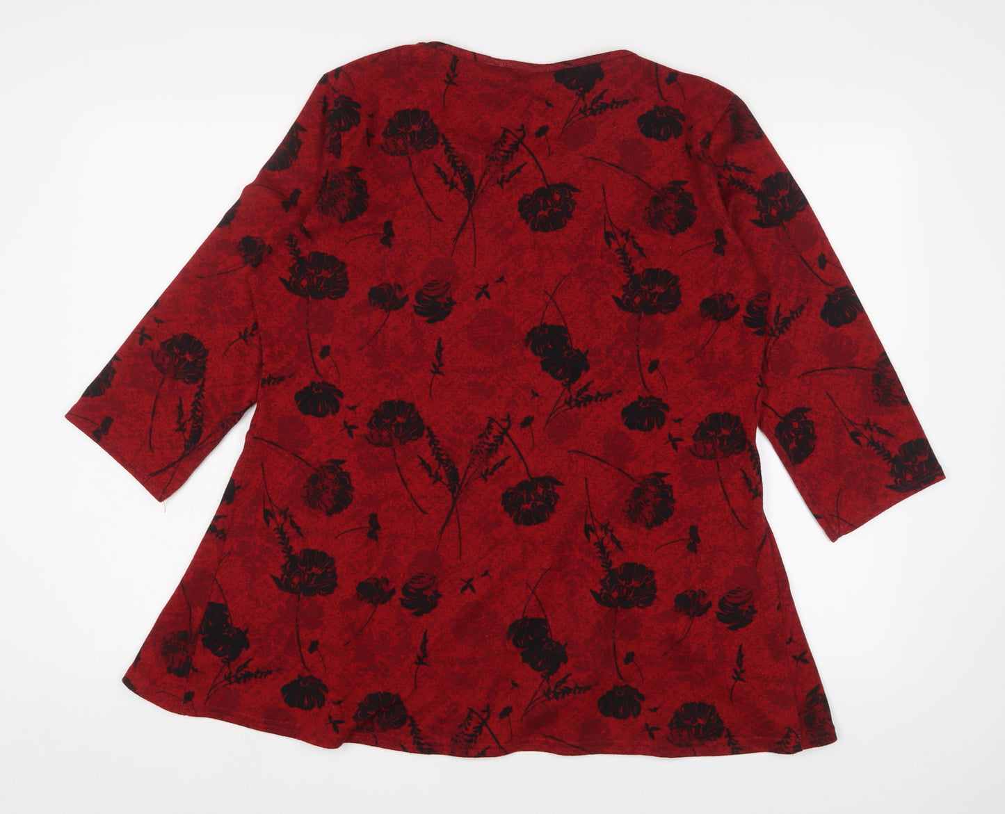 Edinburgh Woollen Mill Women's Red Floral Tunic Blouse Size 16