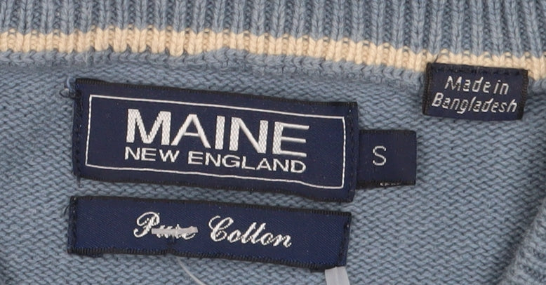 Maine New England Men's Blue V-Neck Pullover Jumper S