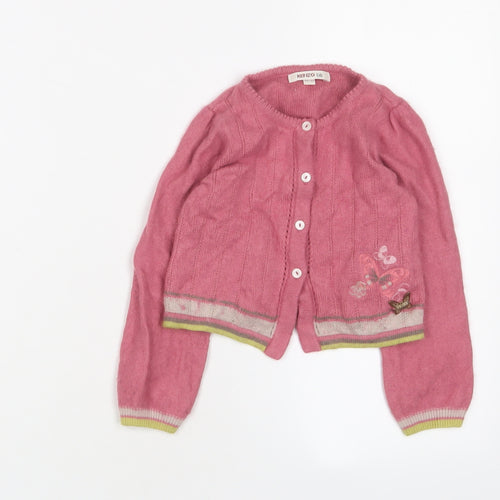 Kenzo Girls Pink Cardigan 4 Years, Cotton Blend, Embroidered