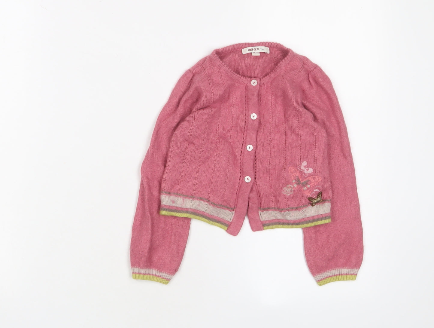 Kenzo Girls Pink Cardigan 4 Years, Cotton Blend, Embroidered