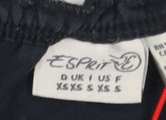 Esprit Women Black Floral Embroidered Scoop Neck T-Shirt XS