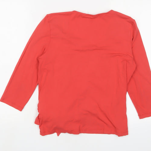 Lakeland Women's Red Wrap Top Size M 3/4 Sleeve V-Neck