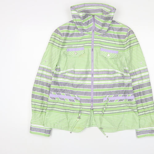 Biasler Women's Green Striped Windbreaker Jacket Size 12