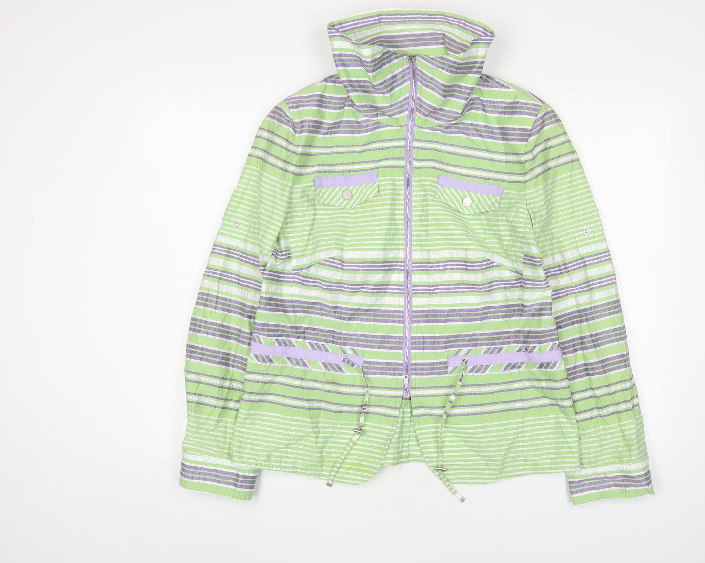 Biasler Women's Green Striped Windbreaker Jacket Size 12