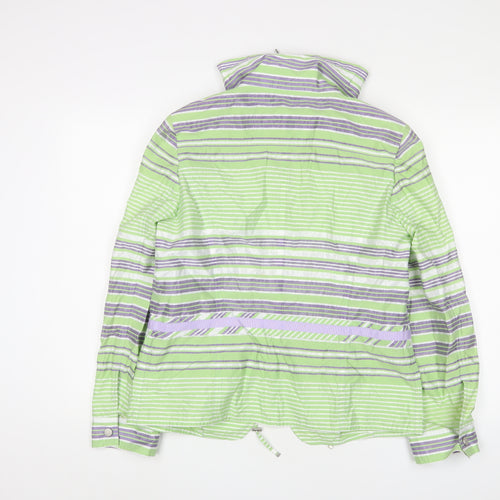 Biasler Women's Green Striped Windbreaker Jacket Size 12