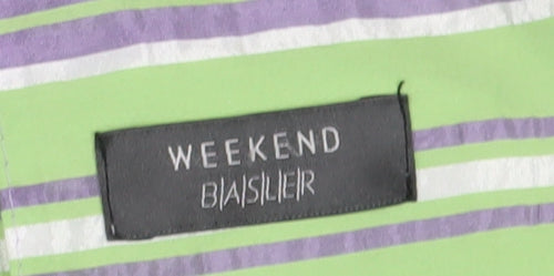 Biasler Women's Green Striped Windbreaker Jacket Size 12