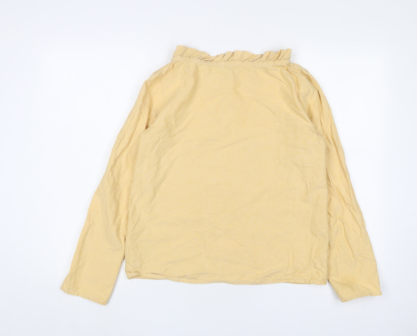 COS Women's Beige Blouse Size 8, High Neck Cotton