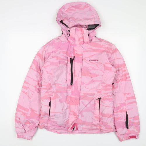 Surfanic Women's Pink Ski Jacket M Camouflage Nylon Hooded