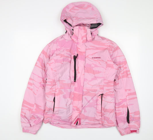 Surfanic Women's Pink Ski Jacket M Camouflage Nylon Hooded