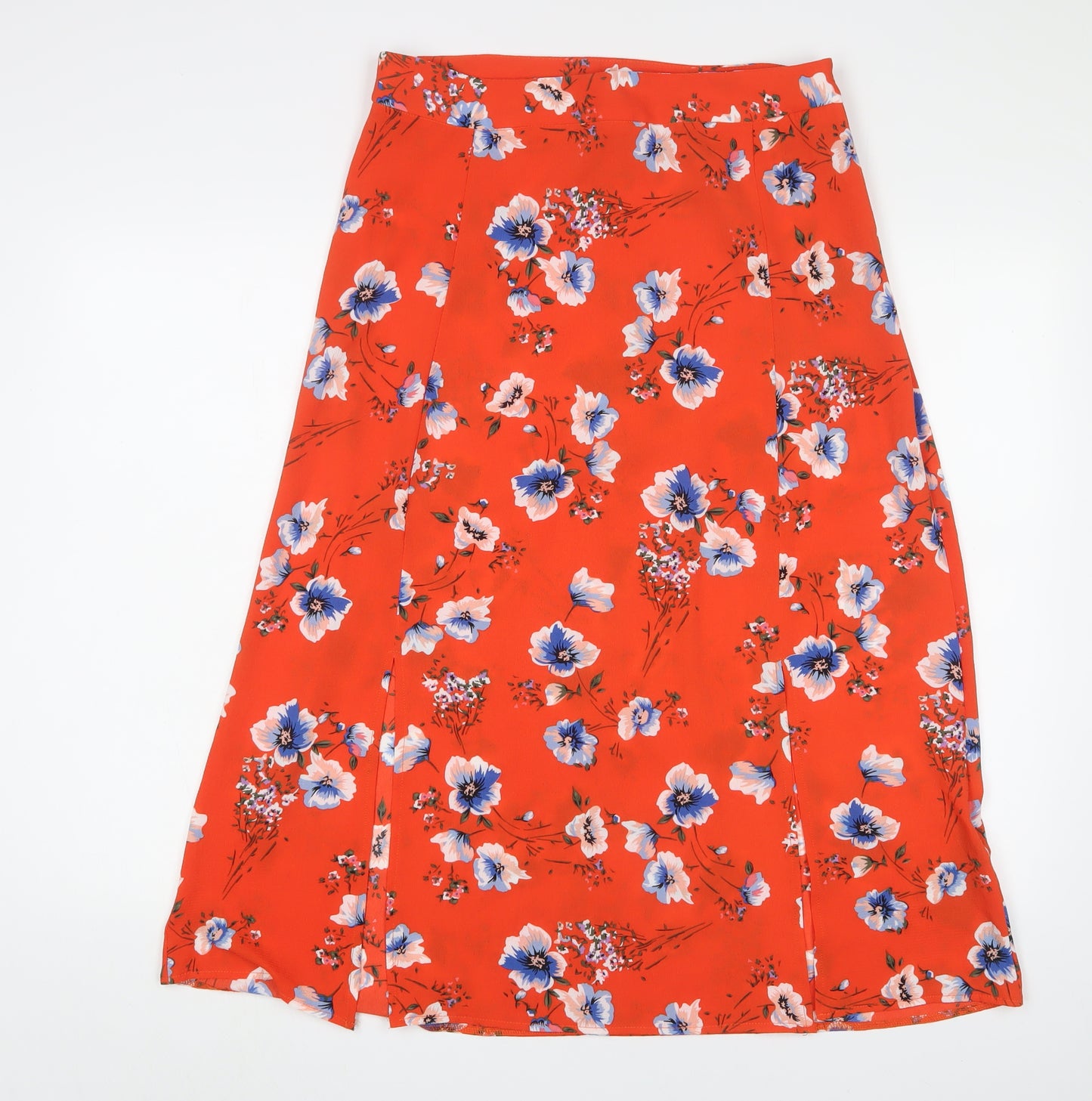 Red Herring Women's Orange Floral Midi A-Line Skirt