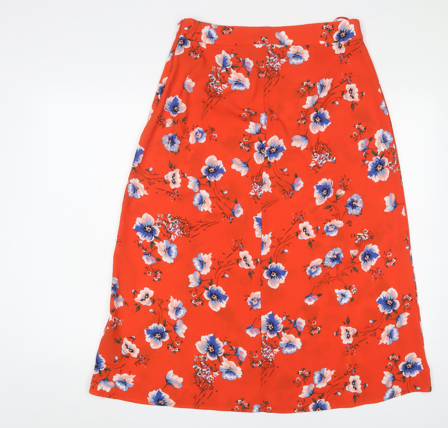 Red Herring Women's Orange Floral Midi A-Line Skirt