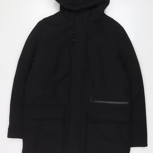 Marks and Spencer Men's Black Hooded Parka Jacket S