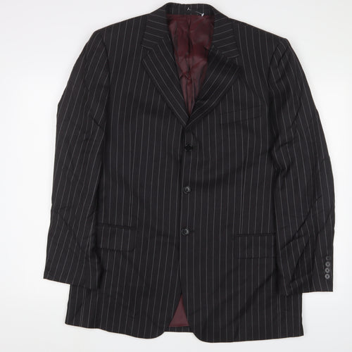 Dehavilland Men's Black Stripe Blazer, Size 42R, Wool