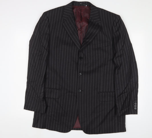 Dehavilland Men's Black Stripe Blazer, Size 42R, Wool