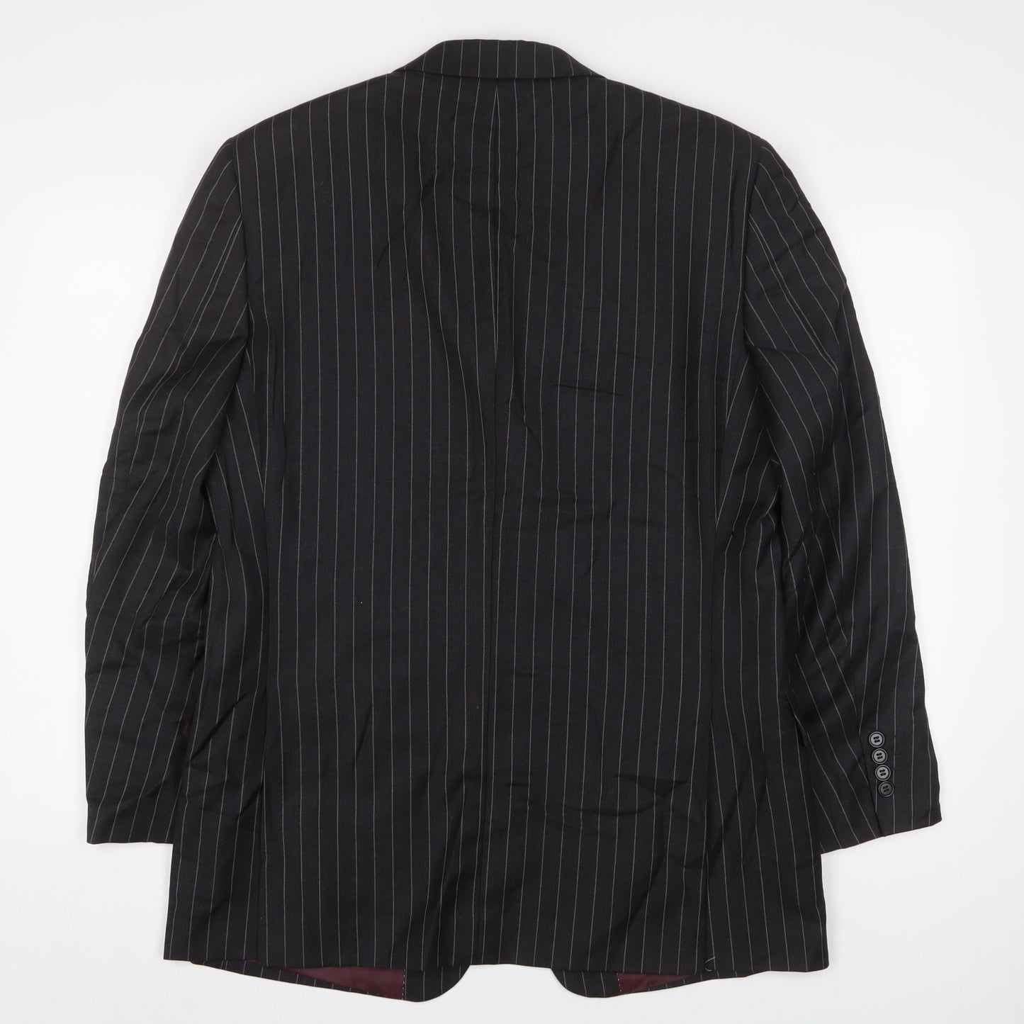 Dehavilland Men's Black Stripe Blazer, Size 42R, Wool