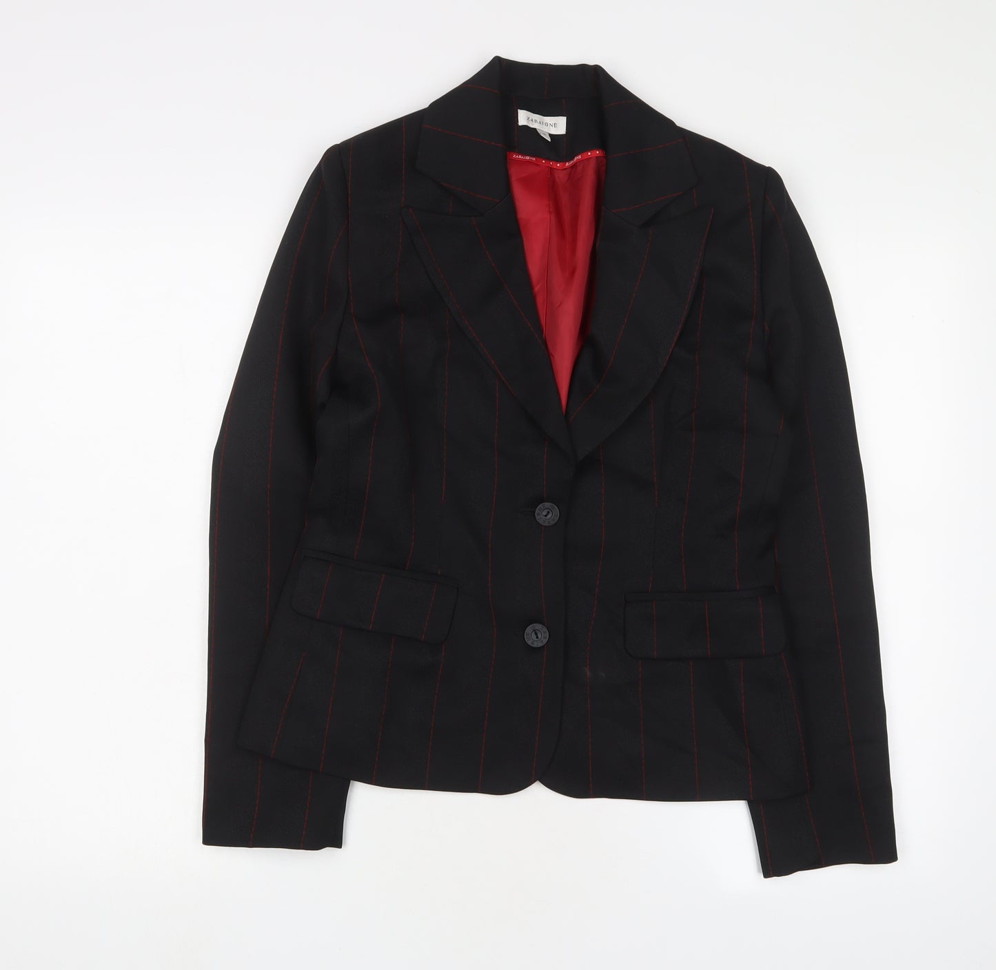 Zabaione Women's Black Striped Blazer Size 8