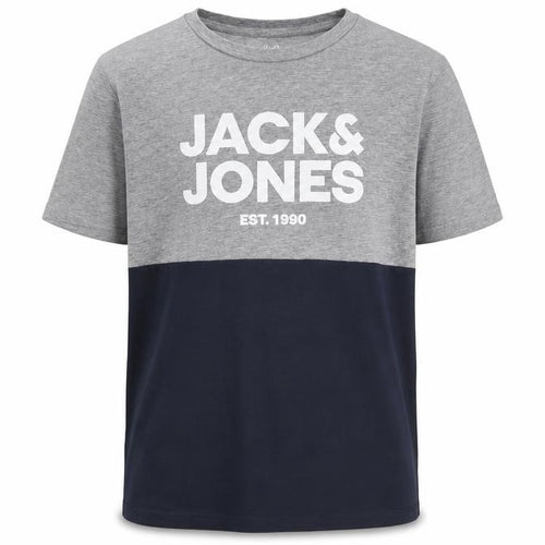 Jack & Jones Boys Grey Black Colourblock T-Shirt, Size 14 Years