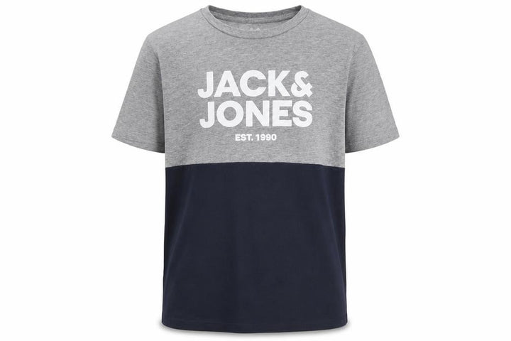 Jack & Jones Boys Grey Black Colourblock T-Shirt, Size 14 Years