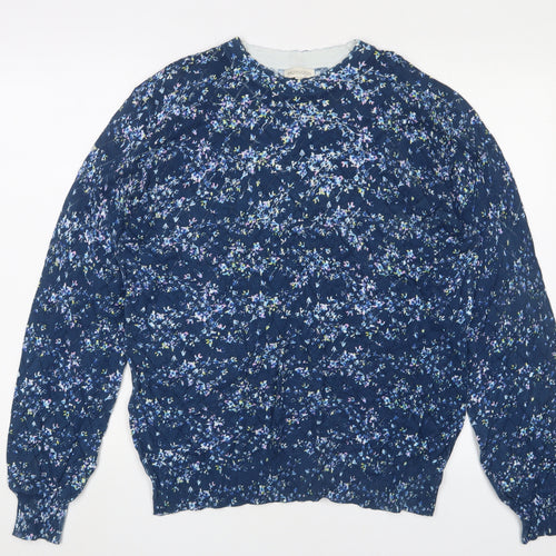 Monsoon Women's Blue Floral Pullover Jumper L