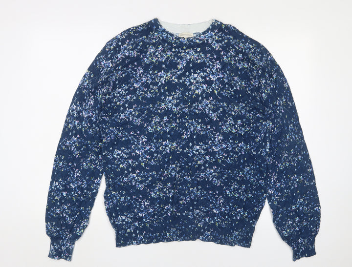 Monsoon Women's Blue Floral Pullover Jumper L