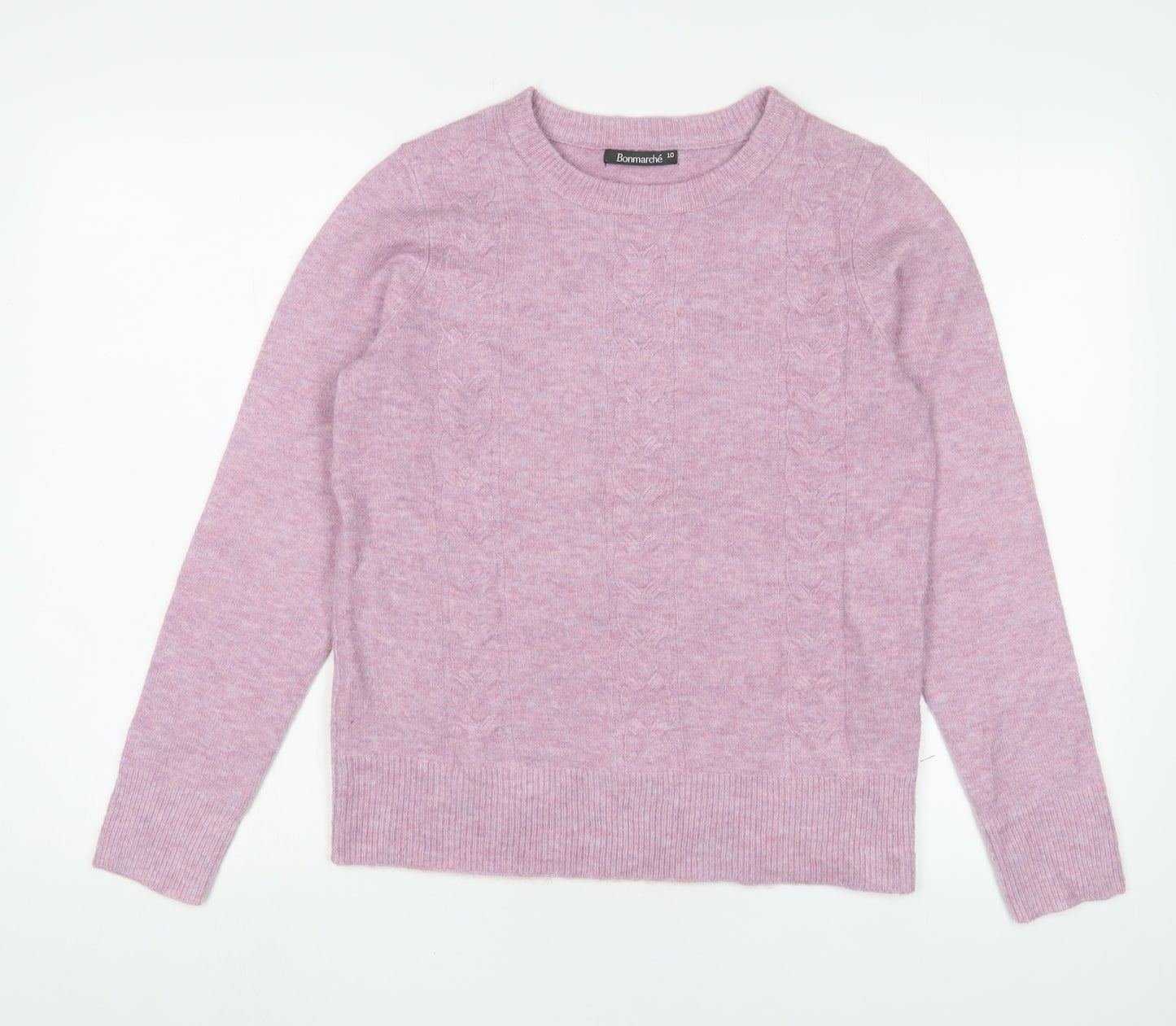 Bonmarché Women Pink Jumper Size 10 Crew Neck Pullover