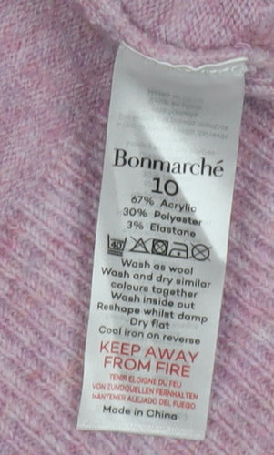 Bonmarché Women Pink Jumper Size 10 Crew Neck Pullover