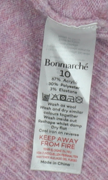 Bonmarché Women Pink Jumper Size 10 Crew Neck Pullover