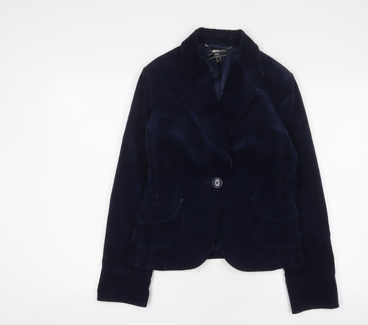 MNG Women's Blue Blazer Size 10 Velvet Classic