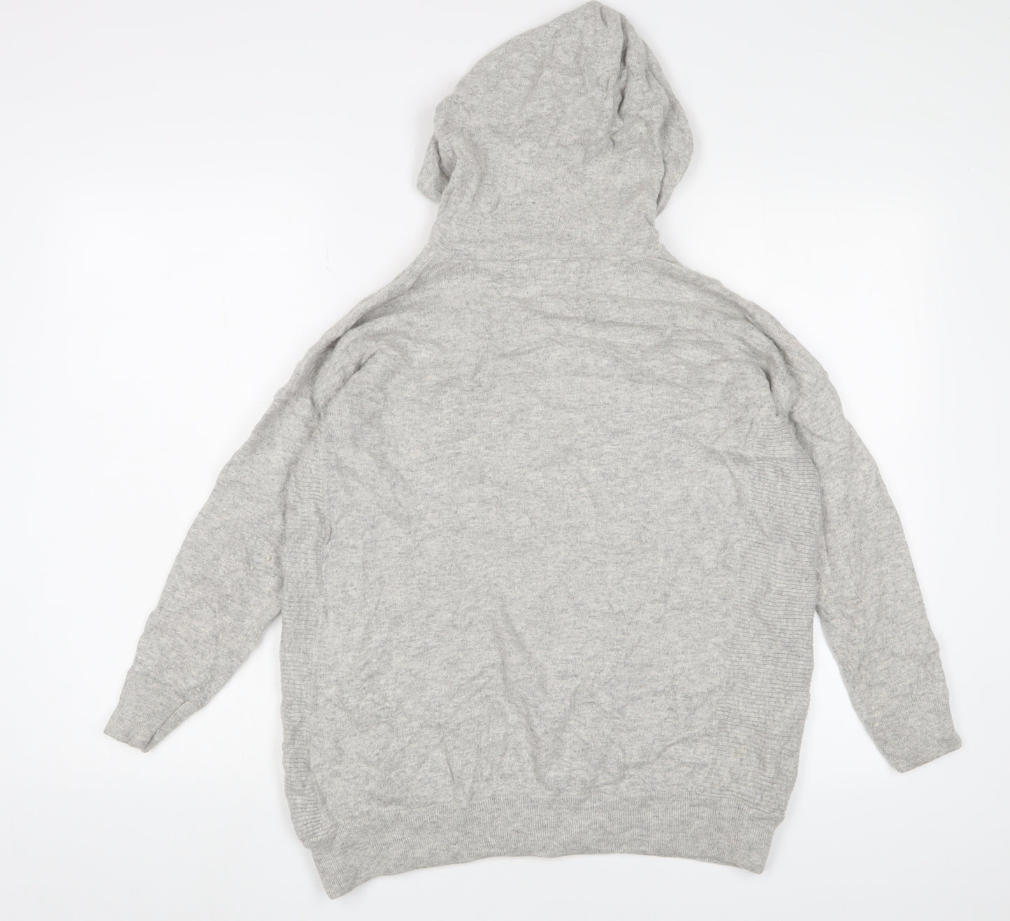 Superdry Women's Grey Wool Cashmere Pullover Hoodie, Size 12