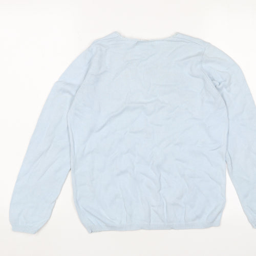 Jumper Women's Blue Embroidered Cotton Jumper - Small