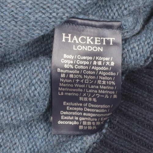 Hackett Men's Blue Pullover Jumper M Cotton Blend