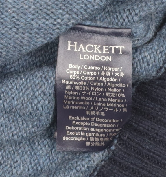 Hackett Men's Blue Pullover Jumper M Cotton Blend