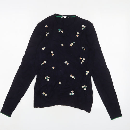 Warehouse Women's Blue Embroidered Pullover Jumper Size 4