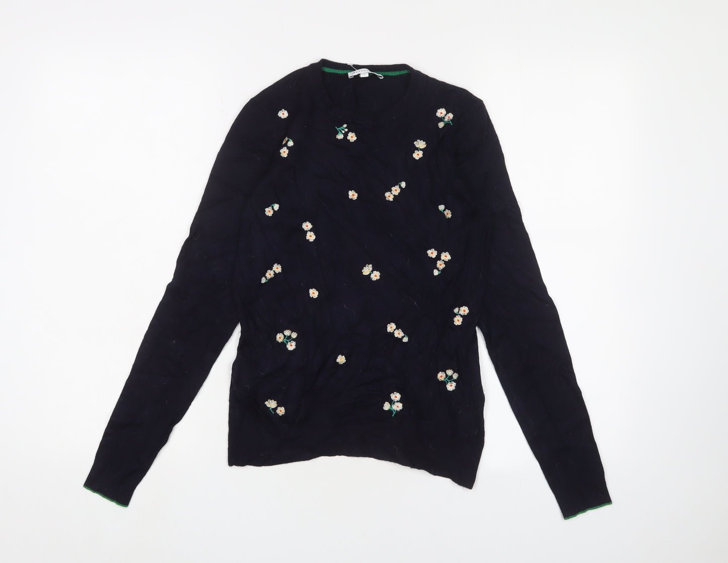 Warehouse Women's Blue Embroidered Pullover Jumper Size 4